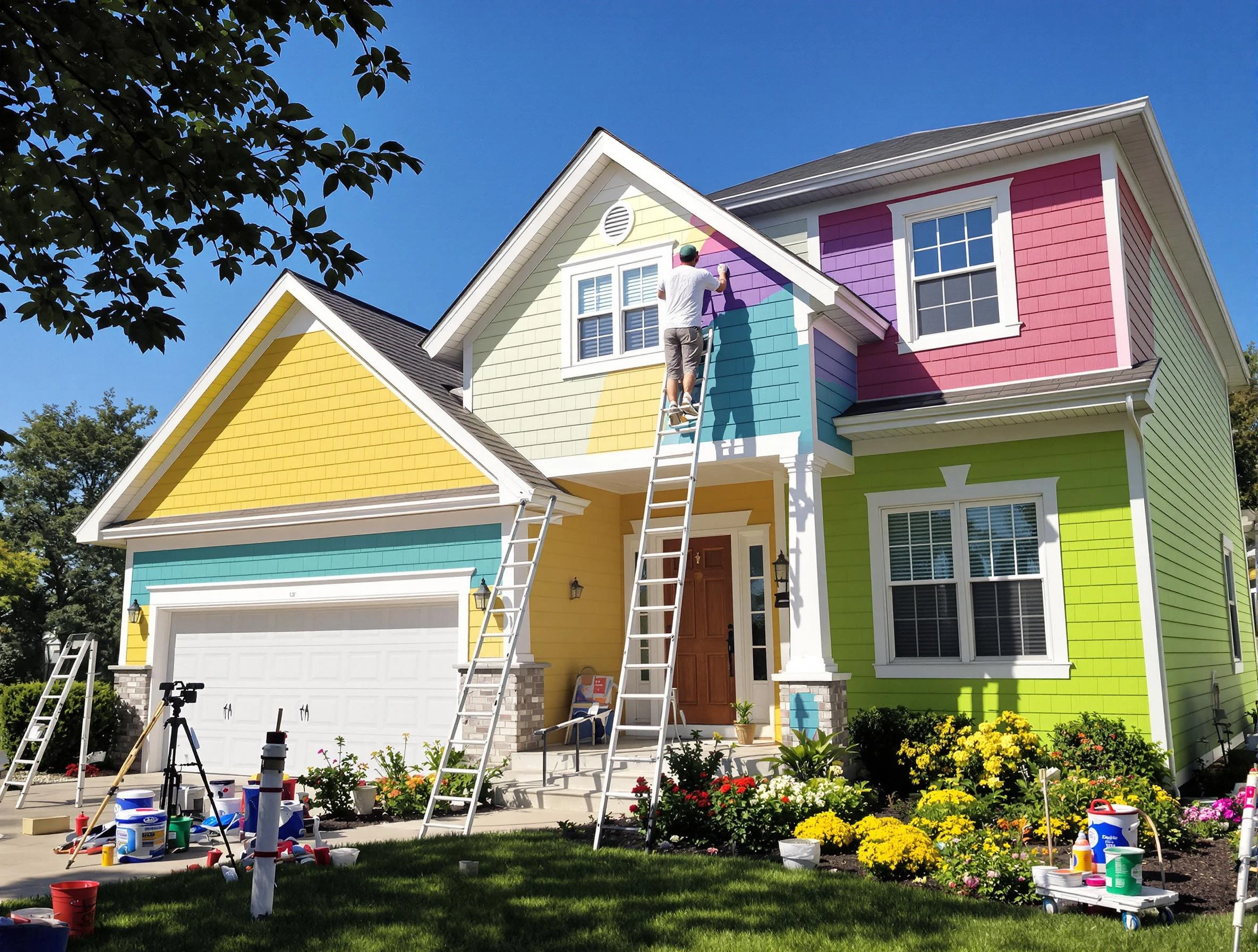 Gilbert House Painters professionals painting a home exterior in Gilbert, AZ