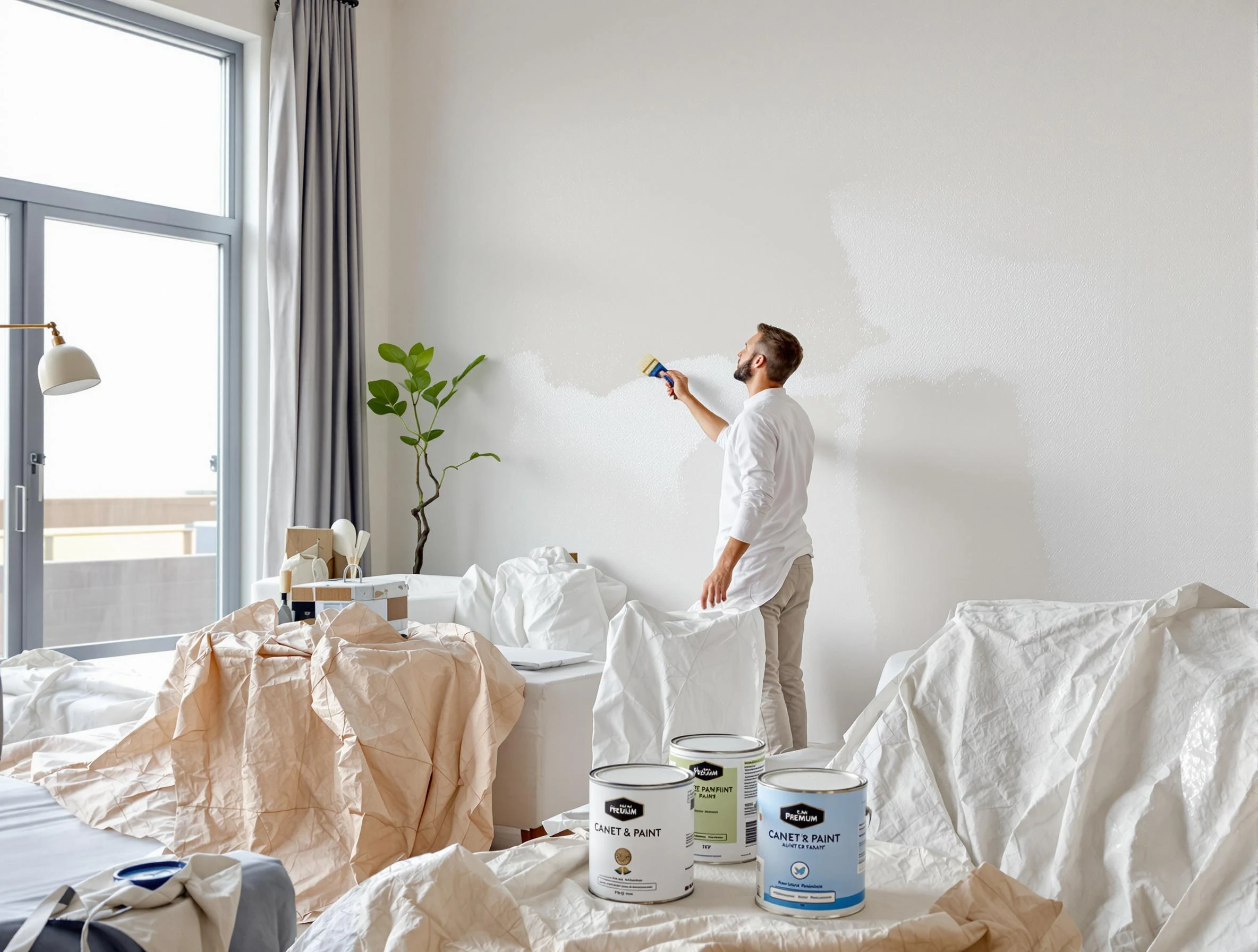 Gilbert House Painters team carefully painting an interior wall in Gilbert, AZ